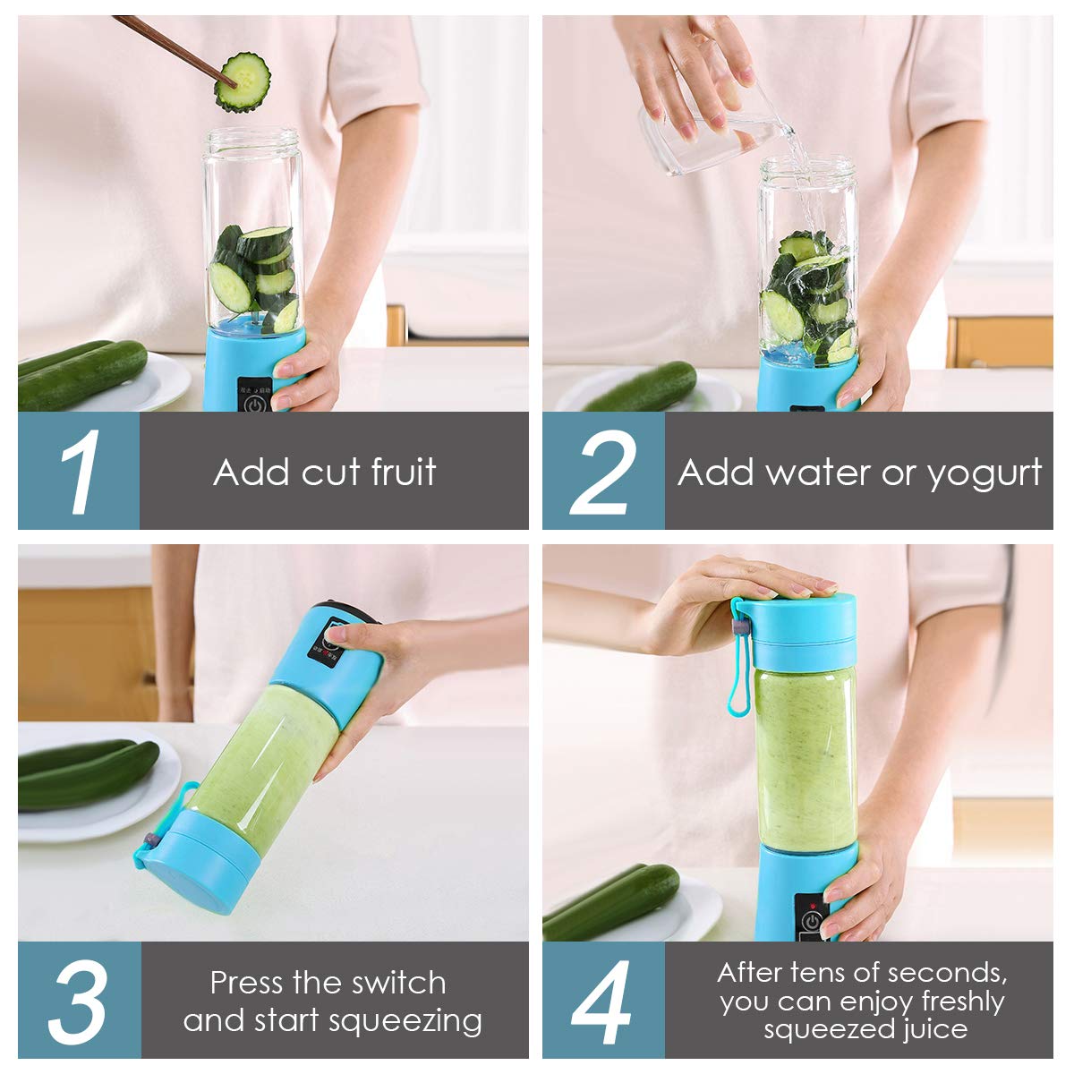 Portable Blender With USB Rechargeable Mini Kitchen Fruit Juice Mixer Home Simple Portable Electric Mini Juicer