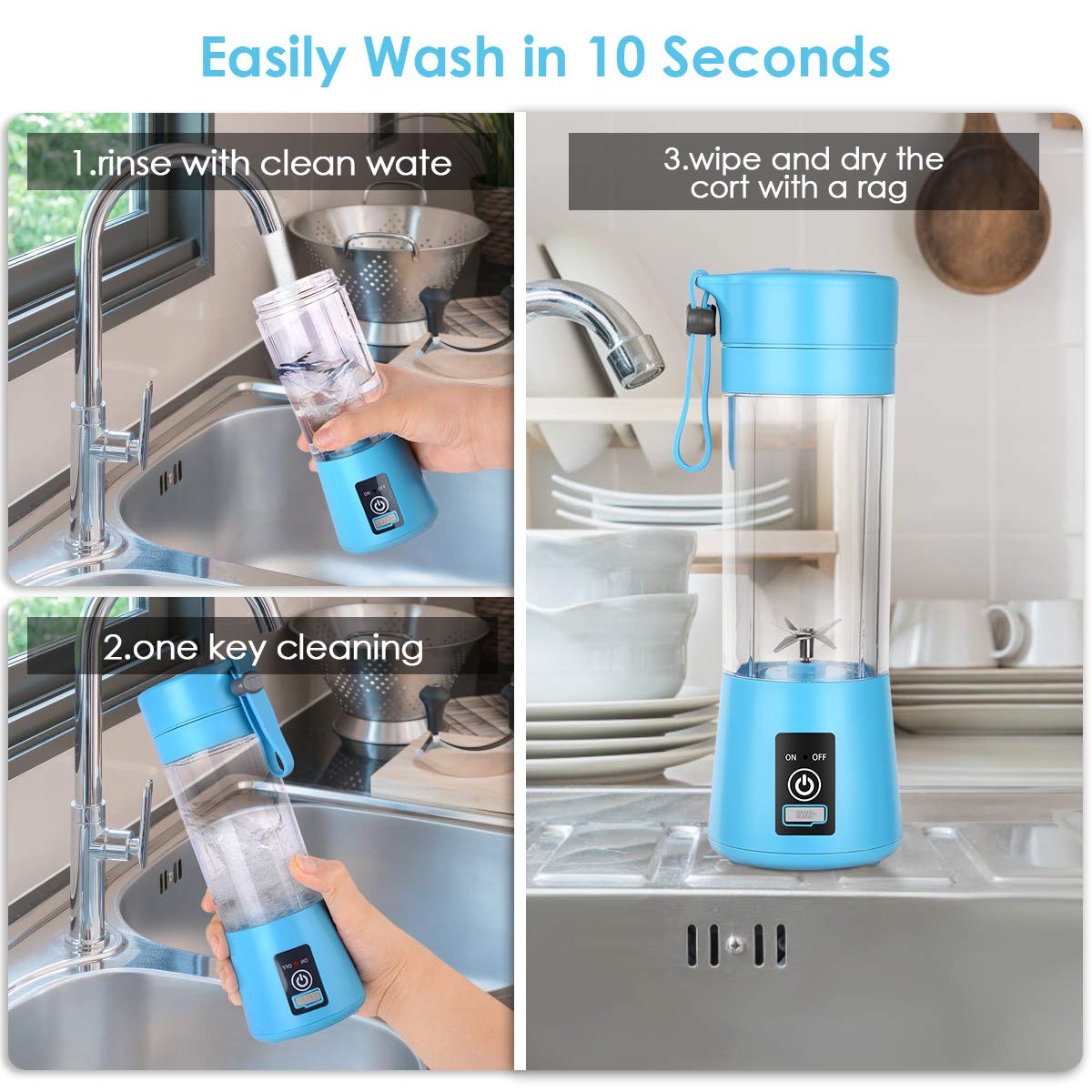 Portable Blender With USB Rechargeable Mini Kitchen Fruit Juice Mixer Home Simple Portable Electric Mini Juicer